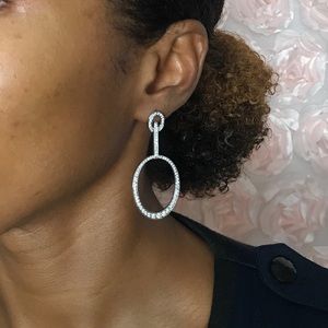 New Sterling Silver, Luxurious Hoop Drop CZ Earrings